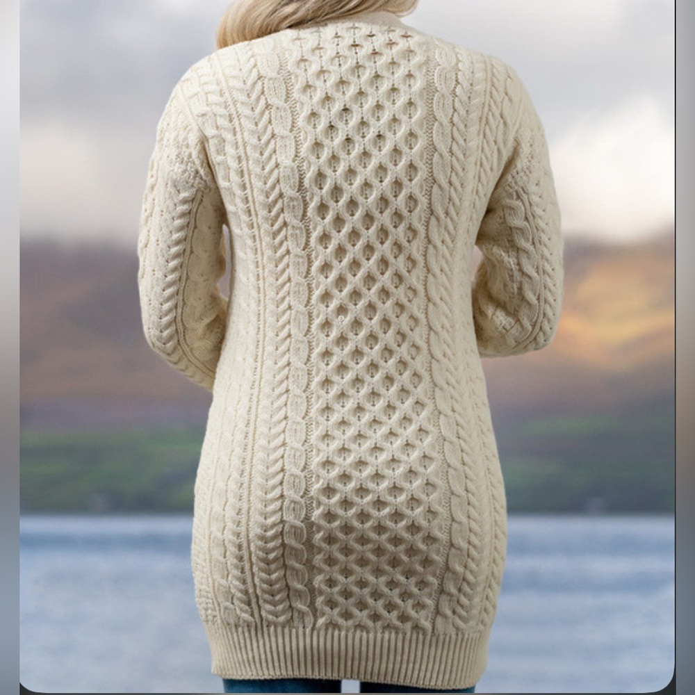 WOOLOVERS BOYFRIEND ARAN CARDIGAN ARAN CREAM - M - Picture 2 of 4